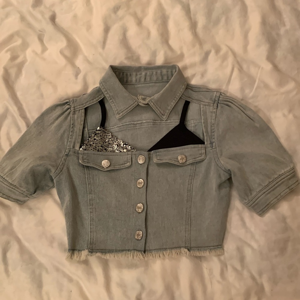 Fancy sparkly denim top